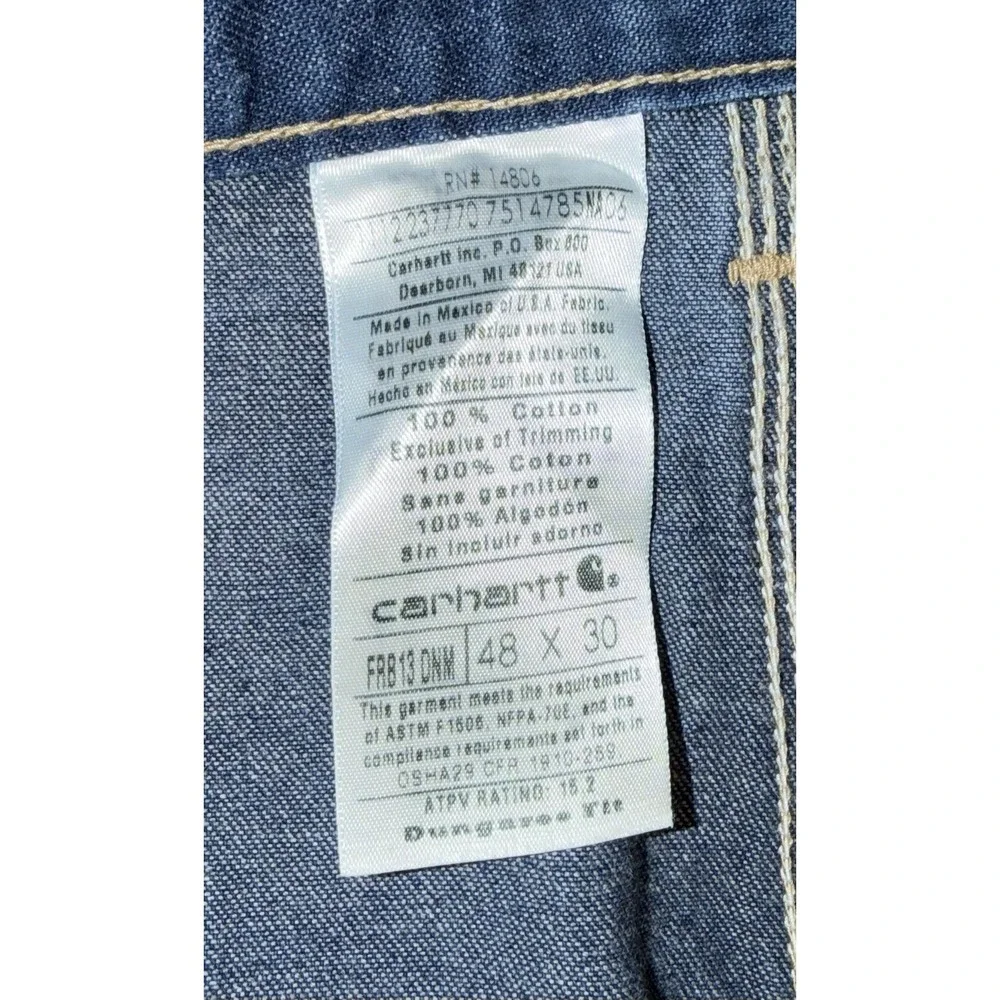 CARHARTT Men's FR Dungaree Jeans Flame Resistant Denim Carpenter Sz 48 x 30 NEW